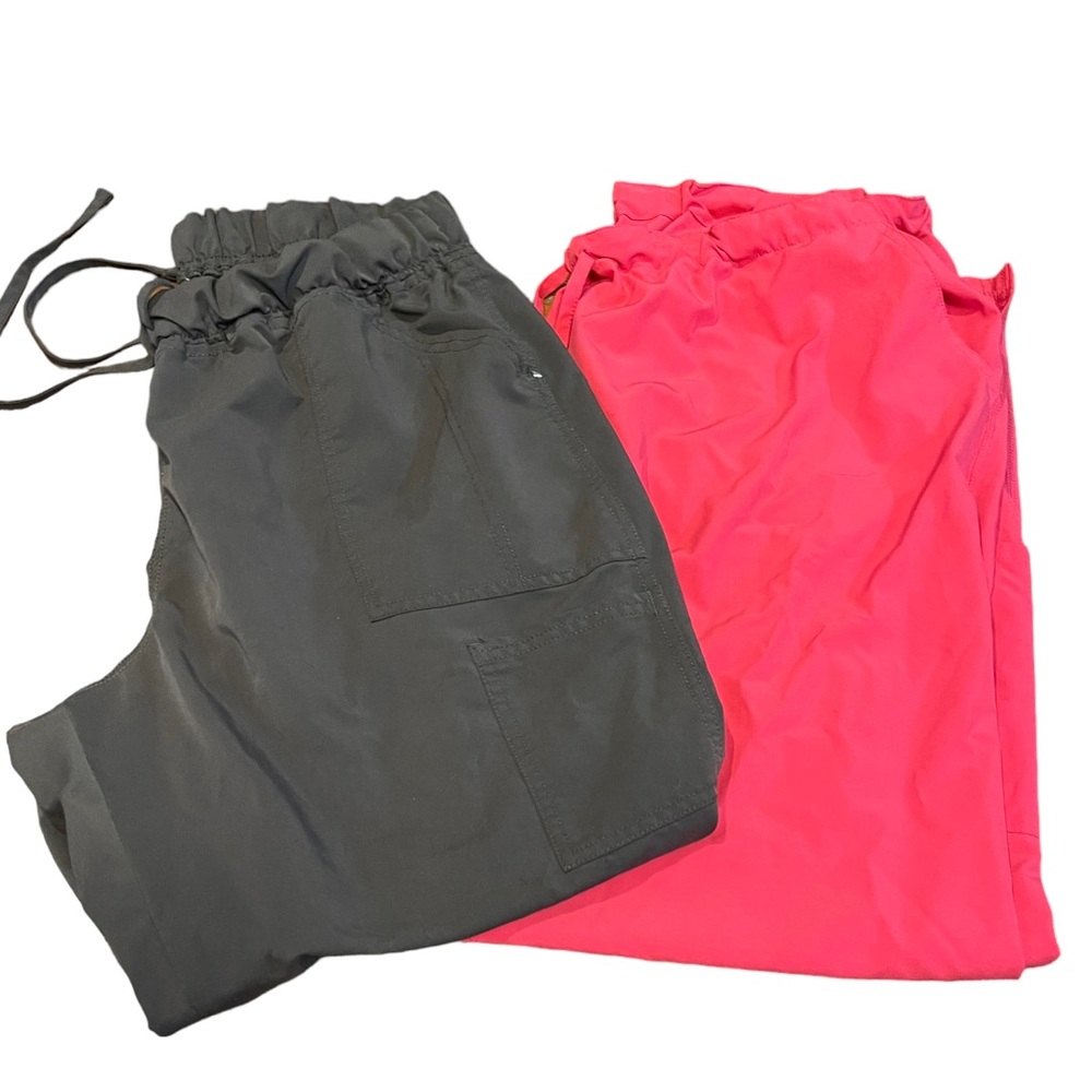 Bundle of 2 scrub pants pink and black‎ drawstring waist size 2X